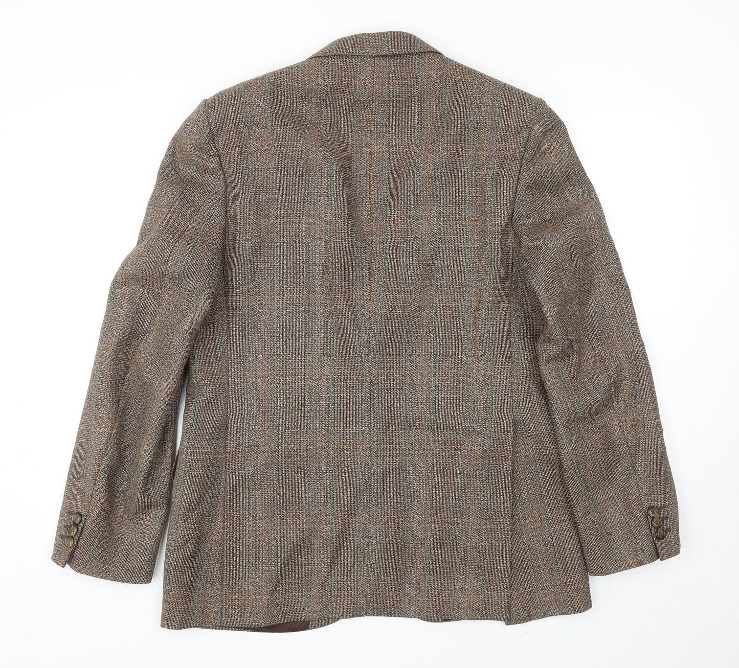Burton Mens Brown Plaid Polyester Jacket Blazer Size 38
