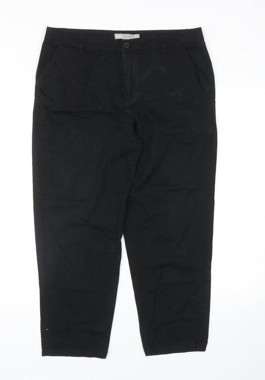 ASOS Womens Black Cotton Straight Jeans Size 12 Regular Zip