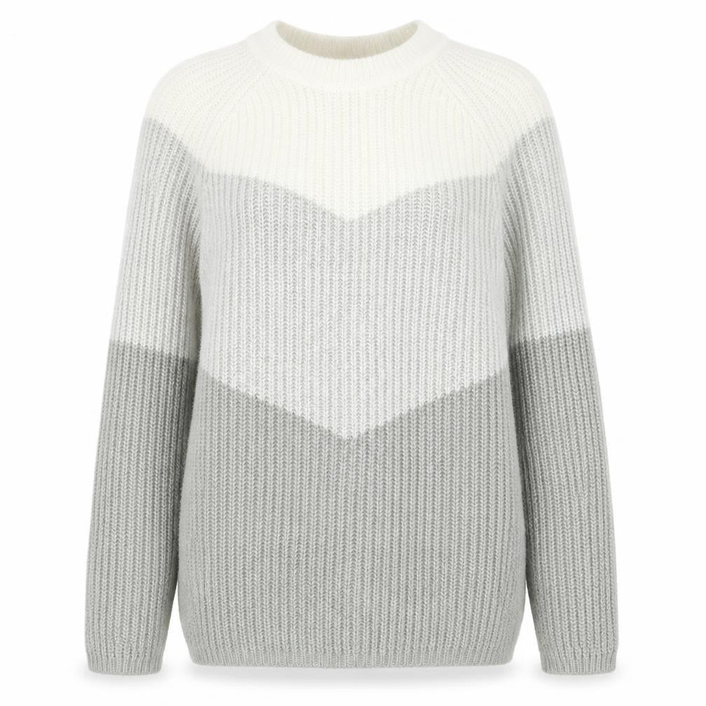 M&Co Womens Grey Round Neck Geometric Acrylic Pullover Jumper Size 12