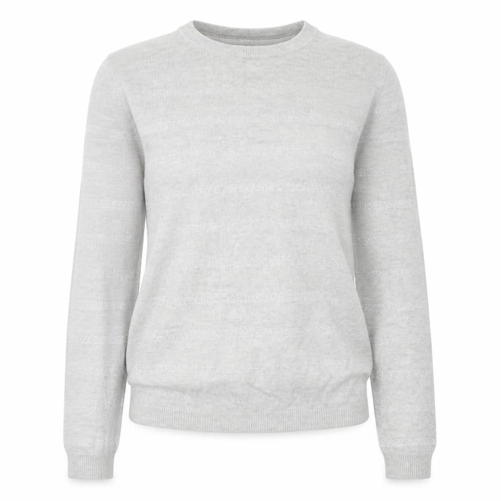 Linea Womens Grey Round Neck Striped Viscose Pullover Jumper Size XS