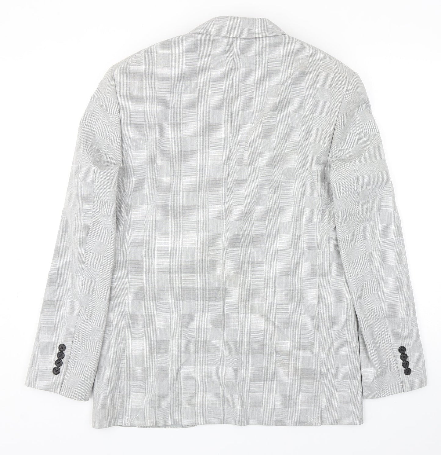 Marks and Spencer Mens Grey Plaid Polyester Jacket Blazer Size 40