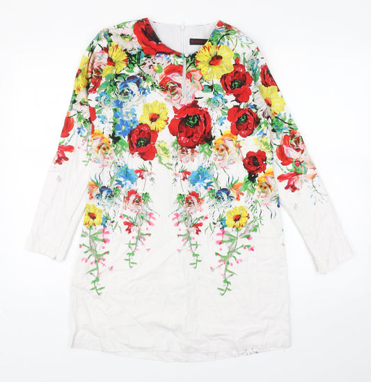 Mek Kembang Cotton Womens Multicoloured Floral Cotton Mini Size S Round Neck Zip