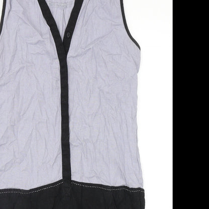 Next Womens Grey Colourblock Viscose Shift Size 10 V-Neck Button