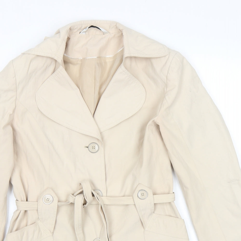 BHS Womens Beige Trench Coat Coat Size 10 Button