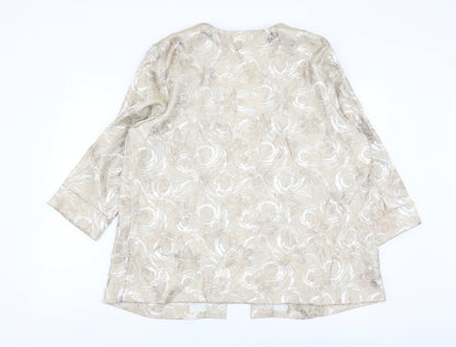 TanJay Womens Gold Floral Jacket Size 14 Hook & Eye