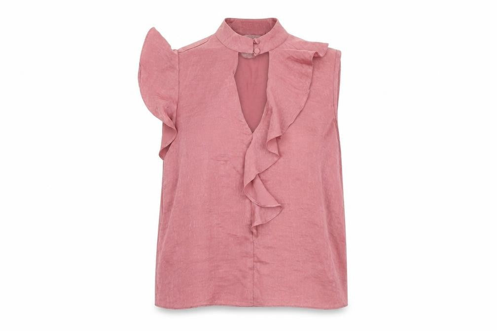 Miss Selfridge Womens Pink Polyester Basic Blouse Size 10 Round Neck