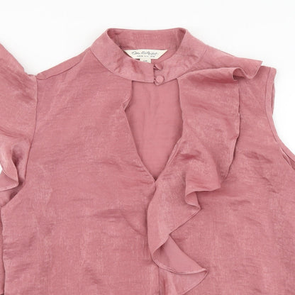 Miss Selfridge Womens Pink Polyester Basic Blouse Size 10 Round Neck