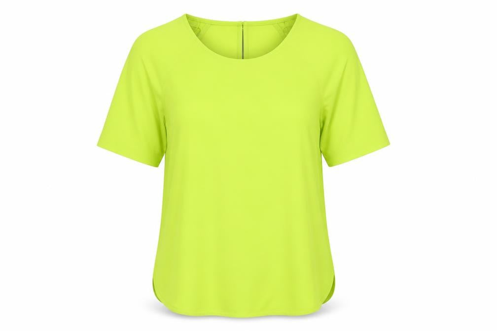 Marks & Spencer Womens Green Polyester Basic T-Shirt Size 6 Scoop Neck - Neon