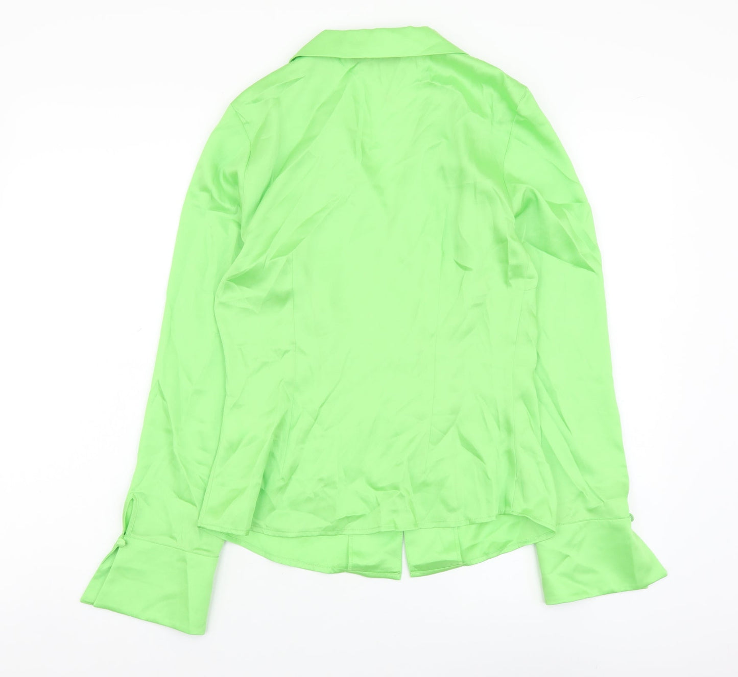 Marks and Spencer Womens Green Polyester Basic Button-Up Size 6 Collared
