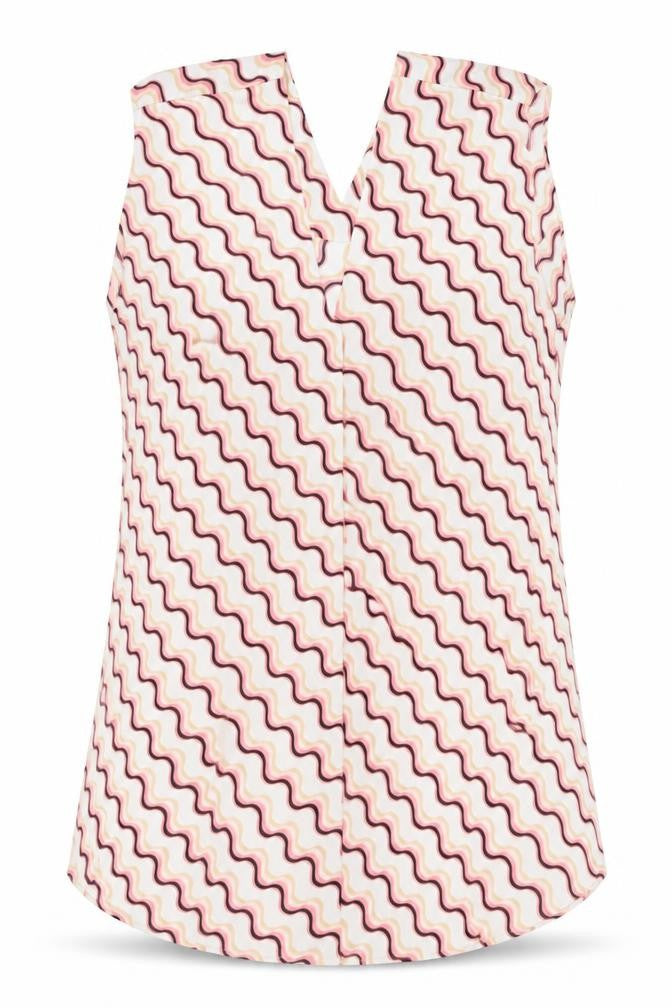 Marks & Spencer Womens Pink Geometric Polyester Basic Tank Size 8 V-Neck