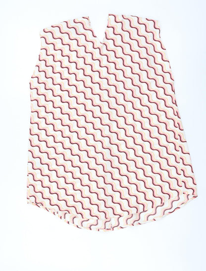 Marks & Spencer Womens Pink Geometric Polyester Basic Tank Size 8 V-Neck