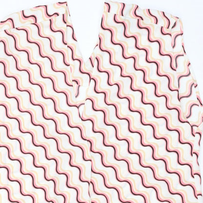 Marks & Spencer Womens Pink Geometric Polyester Basic Tank Size 8 V-Neck