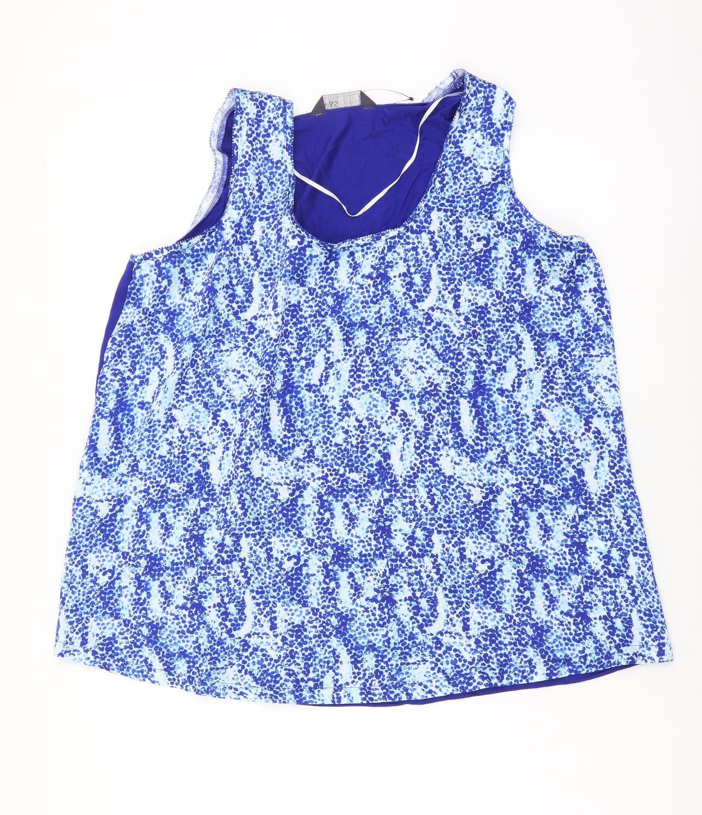 Marks and Spencer Womens Blue Geometric Polyester Basic Tank Size 10 Scoop Neck