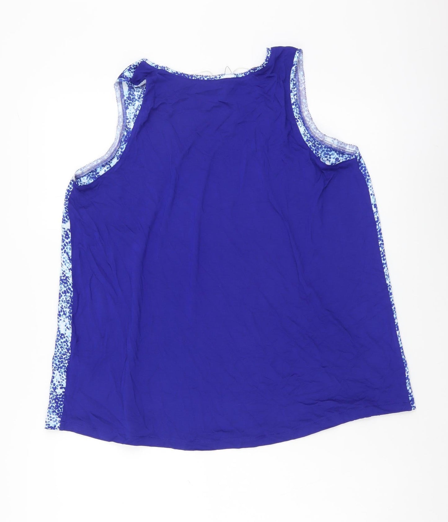 Marks and Spencer Womens Blue Geometric Polyester Basic Tank Size 10 Scoop Neck