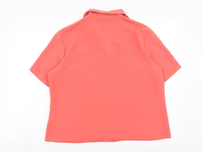 Berkertex Womens Orange Polyester Basic Button-Up Size 16 Collared