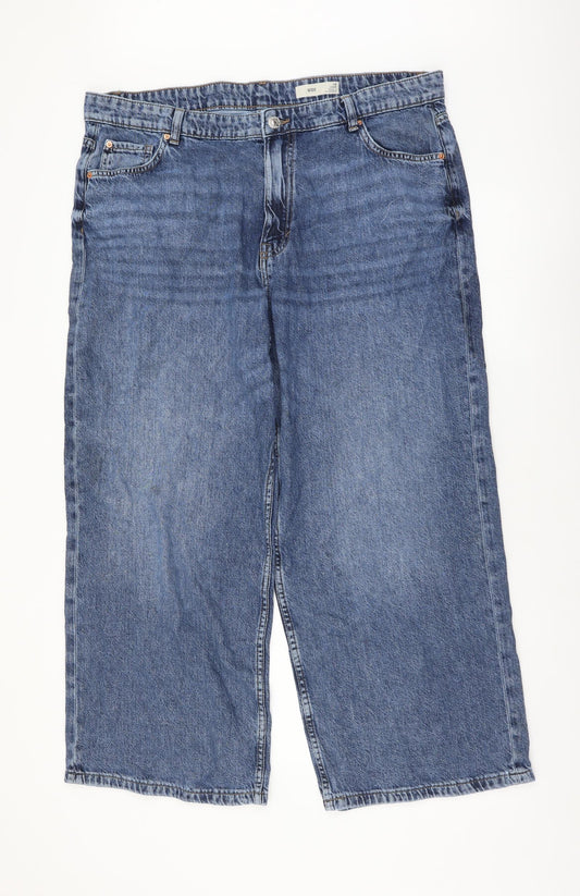 Marks and Spencer Womens Blue Cotton Straight Jeans Size 18 L26 in Regular Button