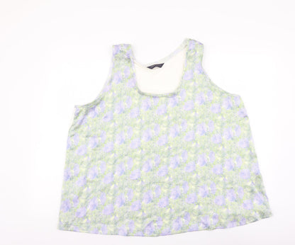 Marks & Spencer Womens Multicoloured Floral Polyester Basic Tank Size 18 Scoop Neck