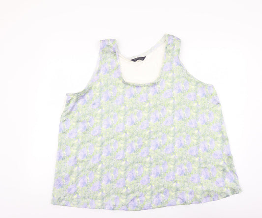 Marks and Spencer Womens Multicoloured Floral Polyester Basic Tank Size 18 Scoop Neck