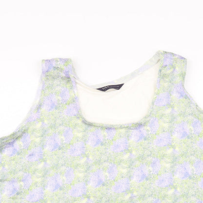 Marks & Spencer Womens Multicoloured Floral Polyester Basic Tank Size 18 Scoop Neck