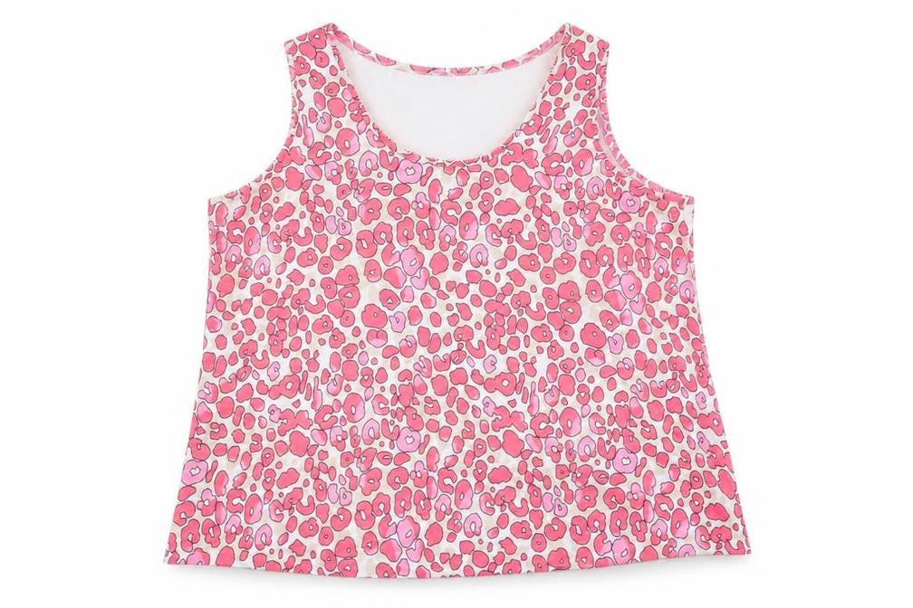 Marks & Spencer Womens Pink Animal Print Polyester Basic Tank Size 14 Scoop Neck - Leopard Print