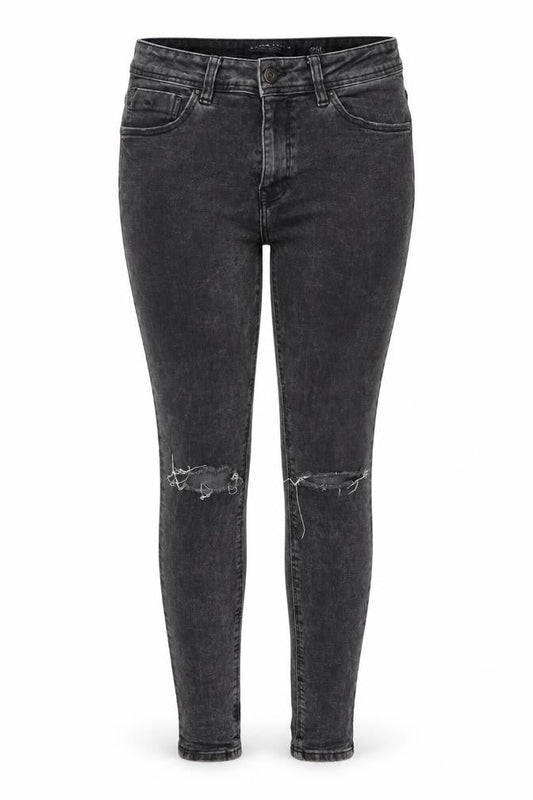 Bershka Womens Grey Cotton Skinny Jeans Size L L28 in Regular Button