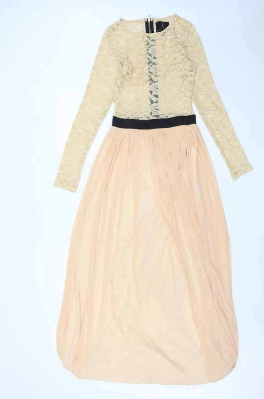 Rare London Womens Pink Polyester Maxi Size 6 Boat Neck Zip