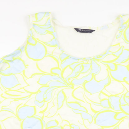 Marks & Spencer Womens Multicoloured Geometric Polyester Basic Tank Size 24 Scoop Neck