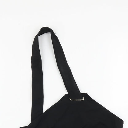 Missguided Womens Black Polyester Cropped Tank Size L One Shoulder