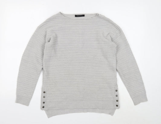 Peacocks Womens Grey Round Neck Acrylic Pullover Jumper Size S