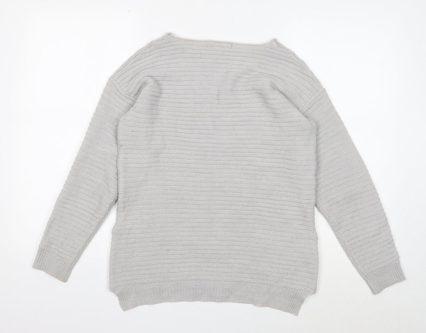 Peacocks Womens Grey Round Neck Acrylic Pullover Jumper Size S