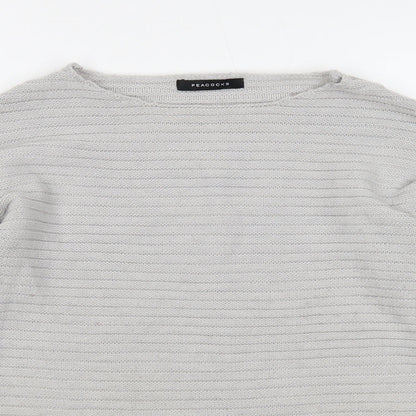 Peacocks Womens Grey Round Neck Acrylic Pullover Jumper Size S