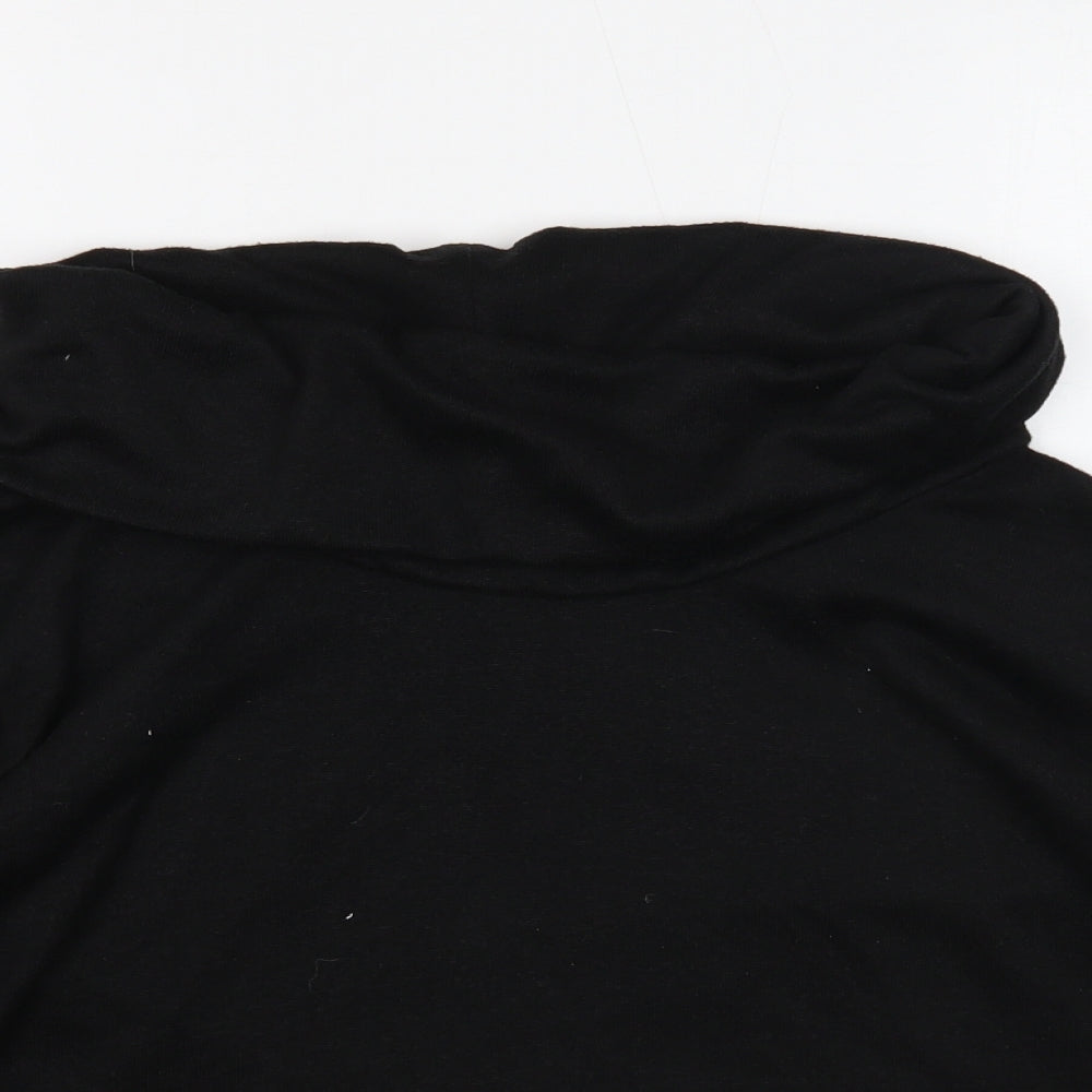Classic Womens Black Roll Neck Polyester Pullover Jumper Size 14