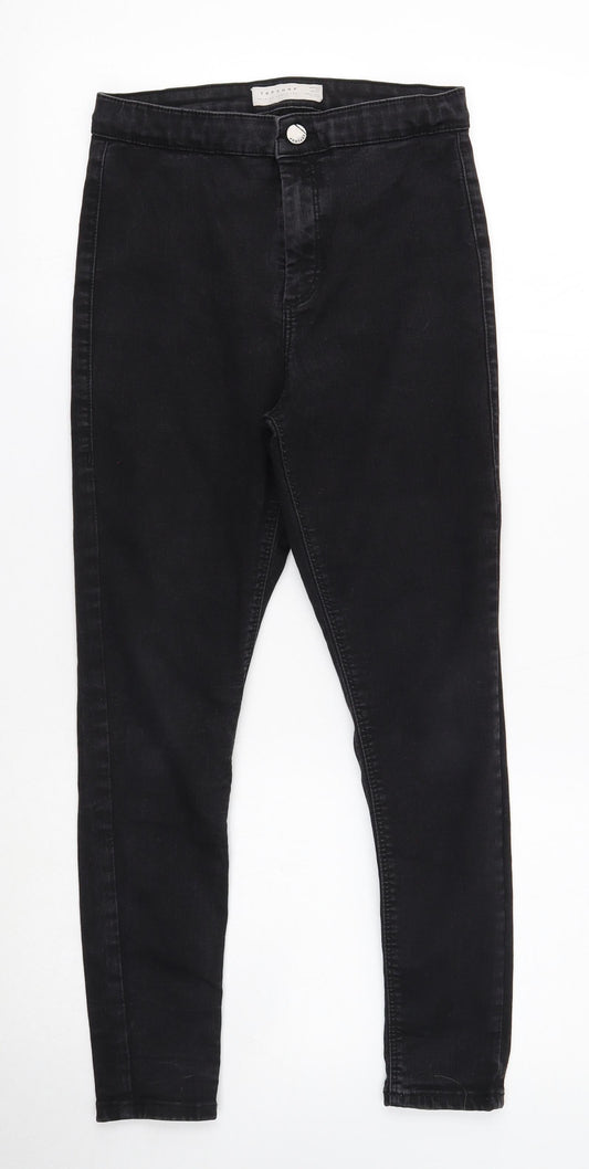 Topshop Mens Black Cotton Skinny Jeans Size 30 in Regular Button