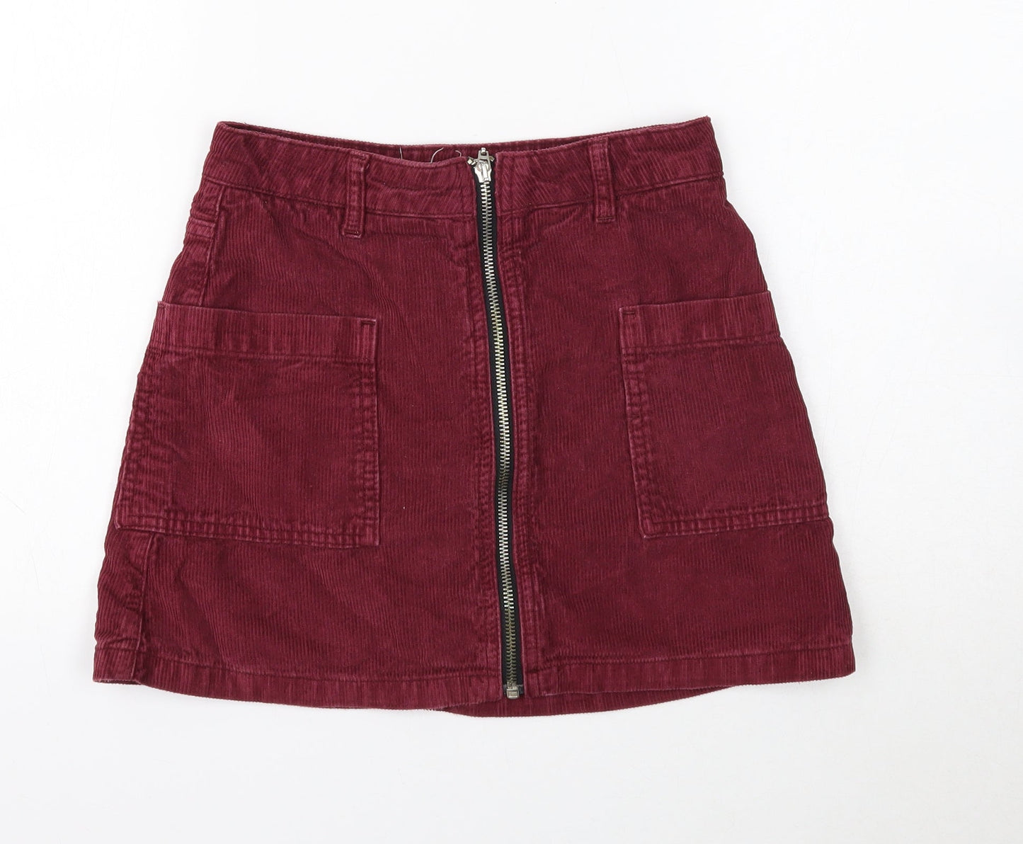 Topshop Womens Purple Cotton Mini Skirt Size 6 Zip