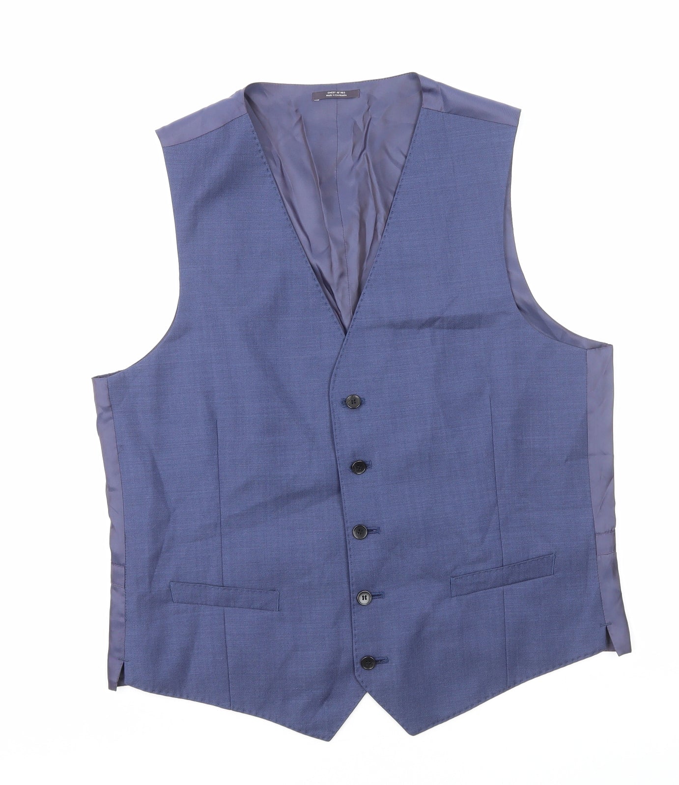 Marks and Spencer Mens Blue Wool Jacket Suit Waistcoat Size M