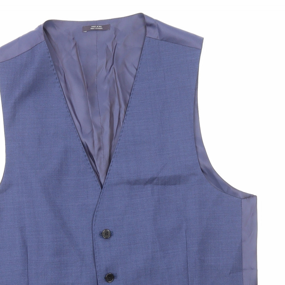 Marks and Spencer Mens Blue Wool Jacket Suit Waistcoat Size M