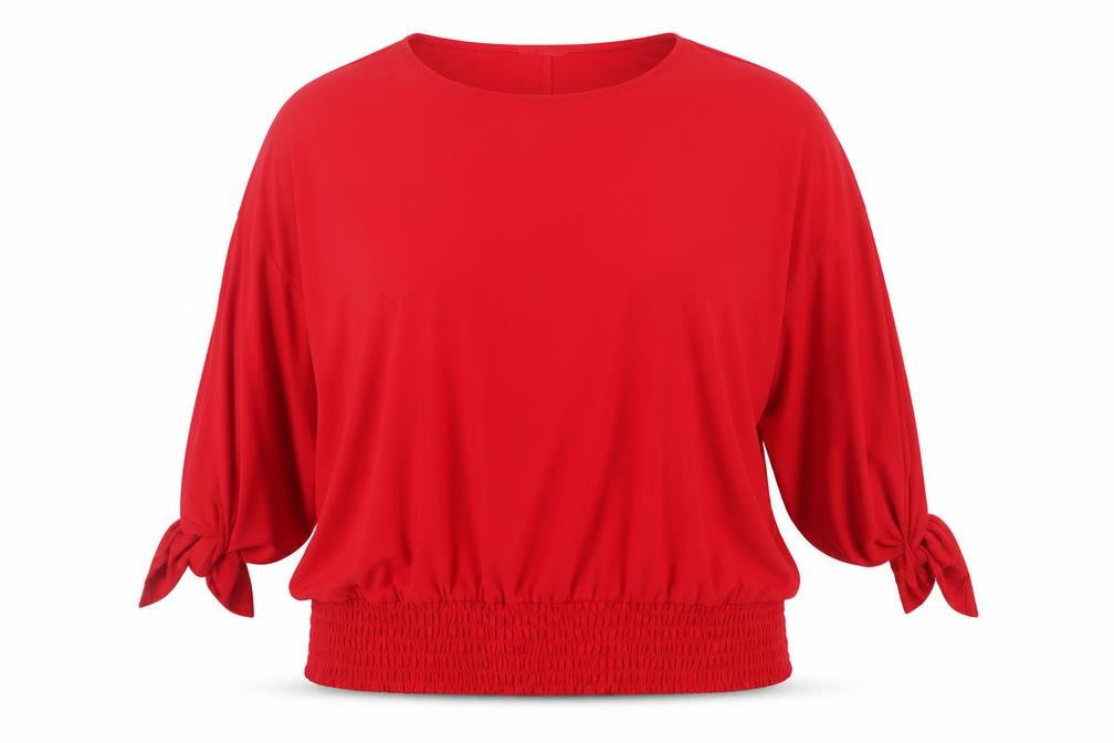 Love Scarlett Womens Red Polyester Basic Blouse Size 2XL Round Neck