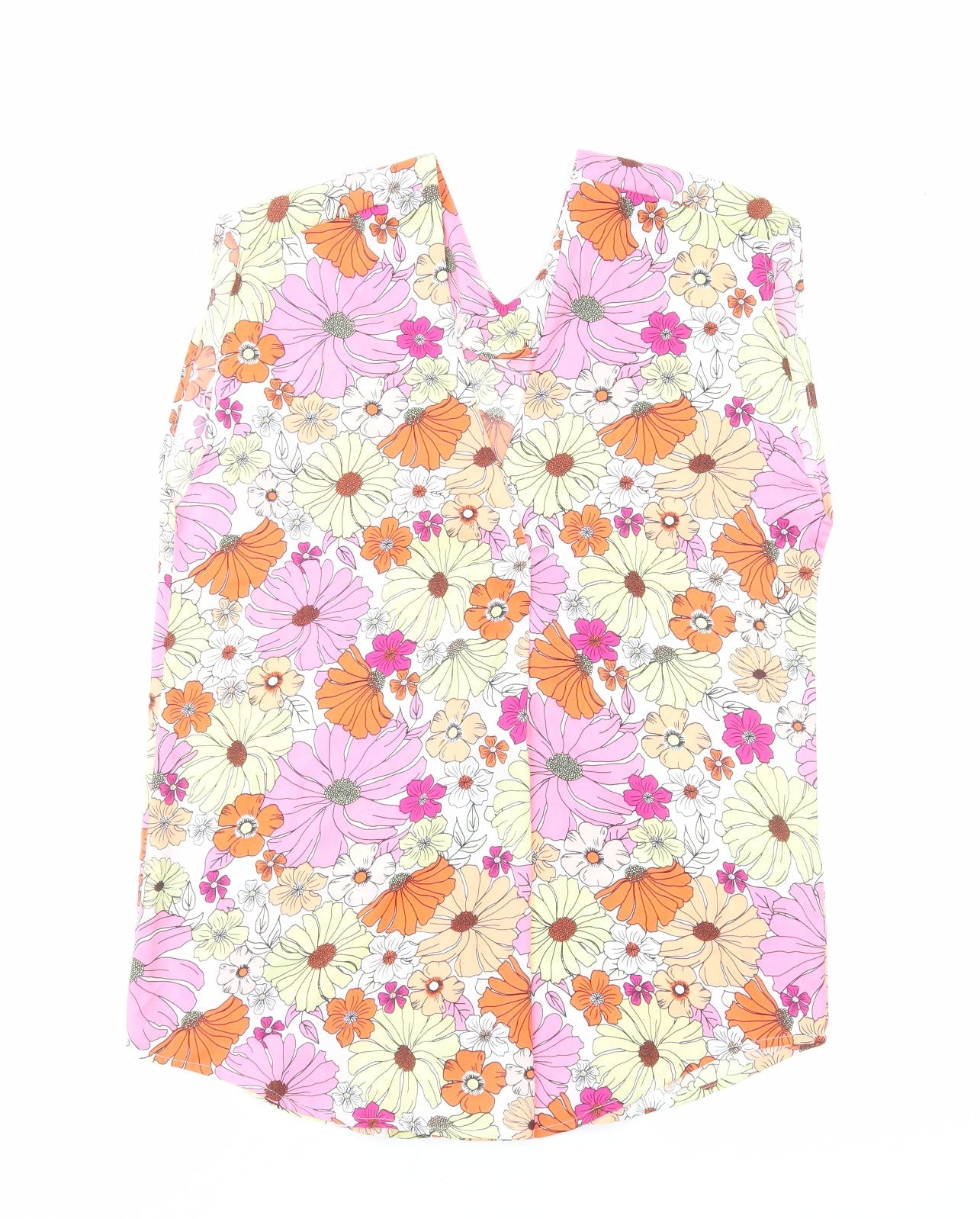 Marks and Spencer Womens Multicoloured Floral Polyester Basic Tank Size 6 V-Neck