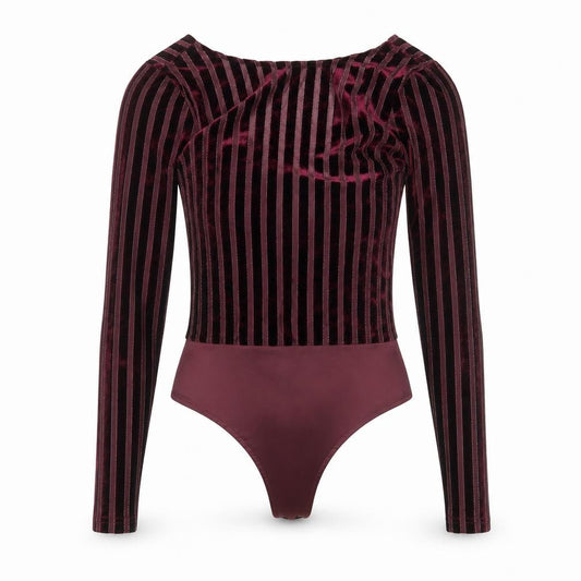 IVIVI Womens Purple Striped Polyester Bodysuit One-Piece Size S Snap