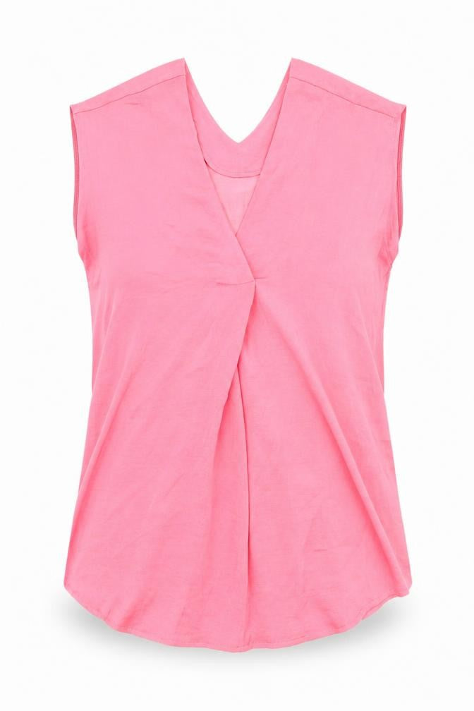 Marks & Spencer Womens Pink Polyester Basic Tank Size 6 V-Neck
