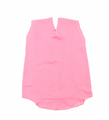 Marks & Spencer Womens Pink Polyester Basic Tank Size 6 V-Neck