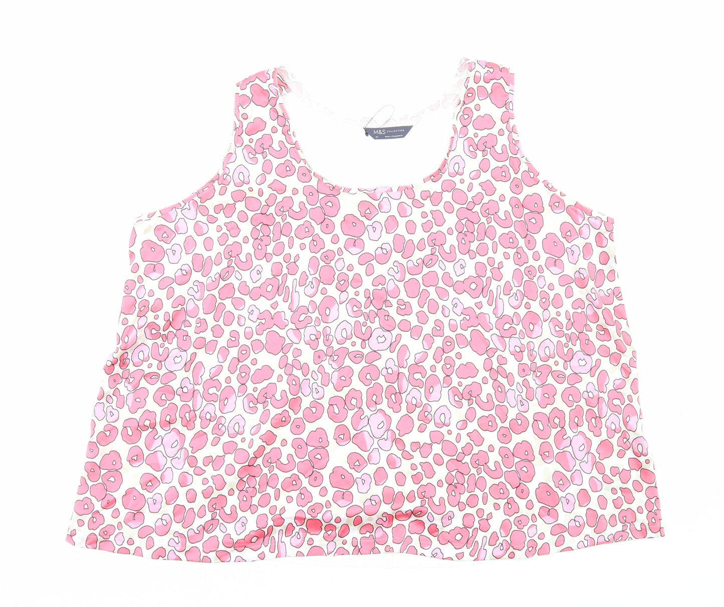 Marks and Spencer Womens Pink Animal Print Polyester Basic Tank Size 20 Scoop Neck