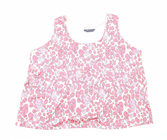 Marks and Spencer Womens Pink Animal Print Polyester Basic Tank Size 20 Scoop Neck