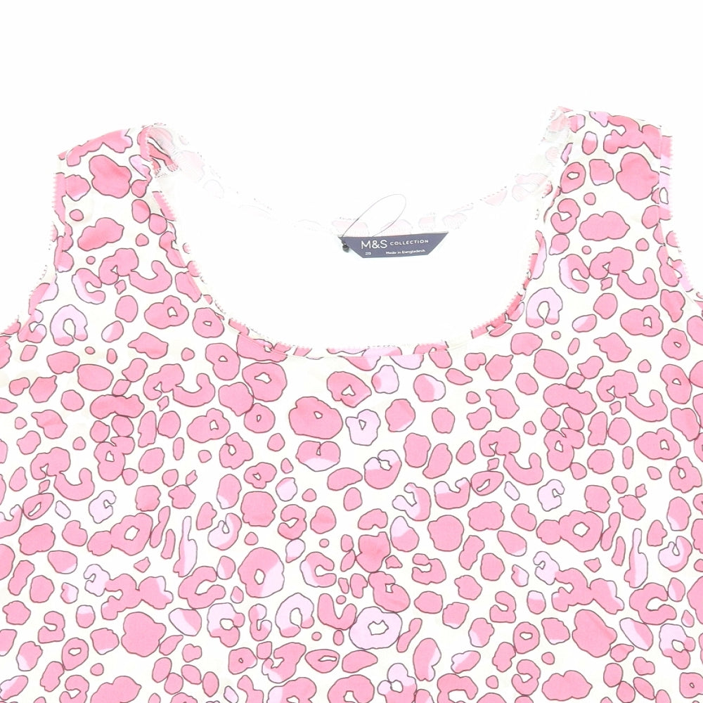 Marks and Spencer Womens Pink Animal Print Polyester Basic Tank Size 20 Scoop Neck