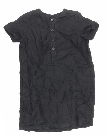 Womens Black Cotton Shift Size L Round Neck Pullover