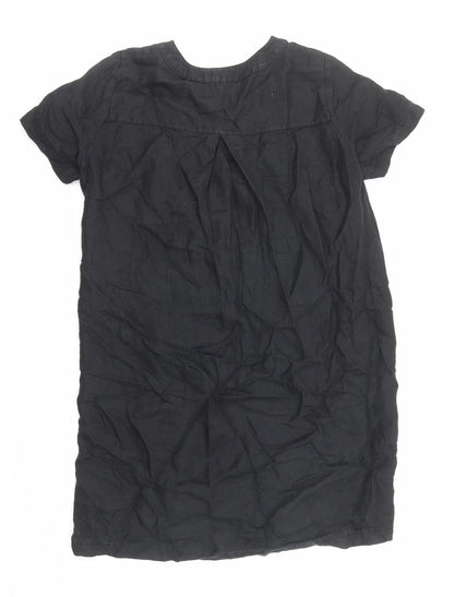 Womens Black Cotton Shift Size L Round Neck Pullover