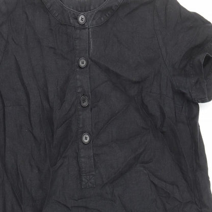 Womens Black Cotton Shift Size L Round Neck Pullover