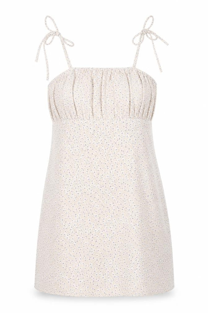 Missguided Womens Beige Floral Polyester Mini Size 14 Square Neck Zip