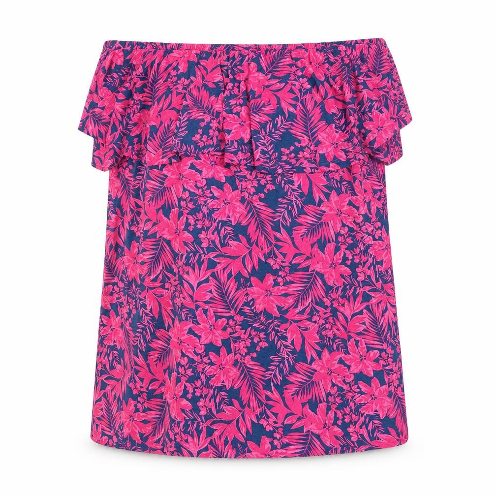 Very Womens Pink Floral Viscose Basic Tank Size 18 Off the Shoulder