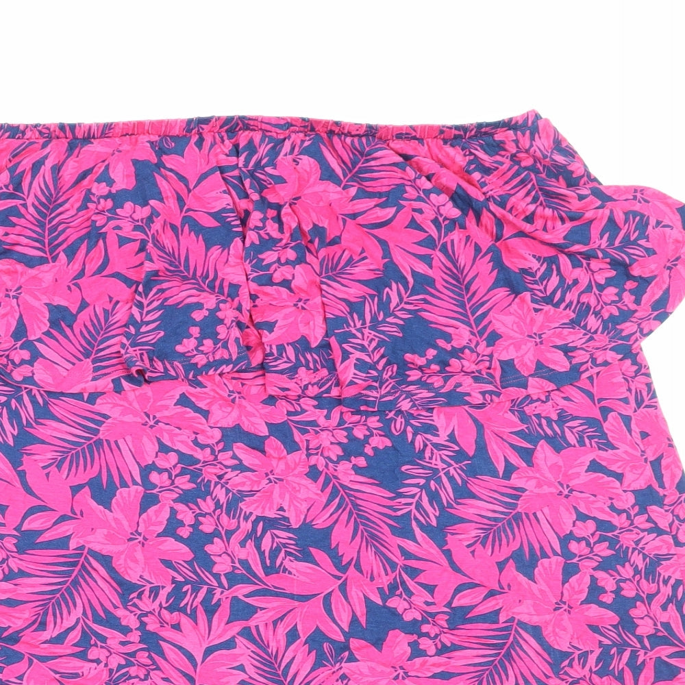 Very Womens Pink Floral Viscose Basic Tank Size 18 Off the Shoulder